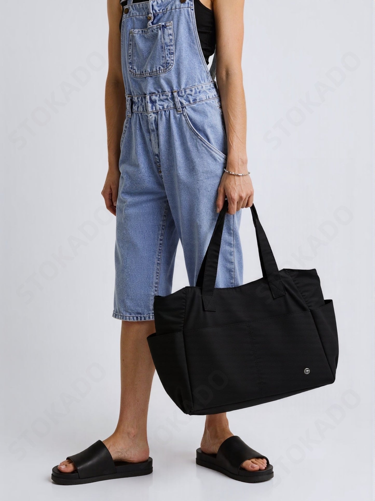 STOKADO Waterproof Minimalist Tote – Large Nylon Shoulder Bag for School & Work E3085