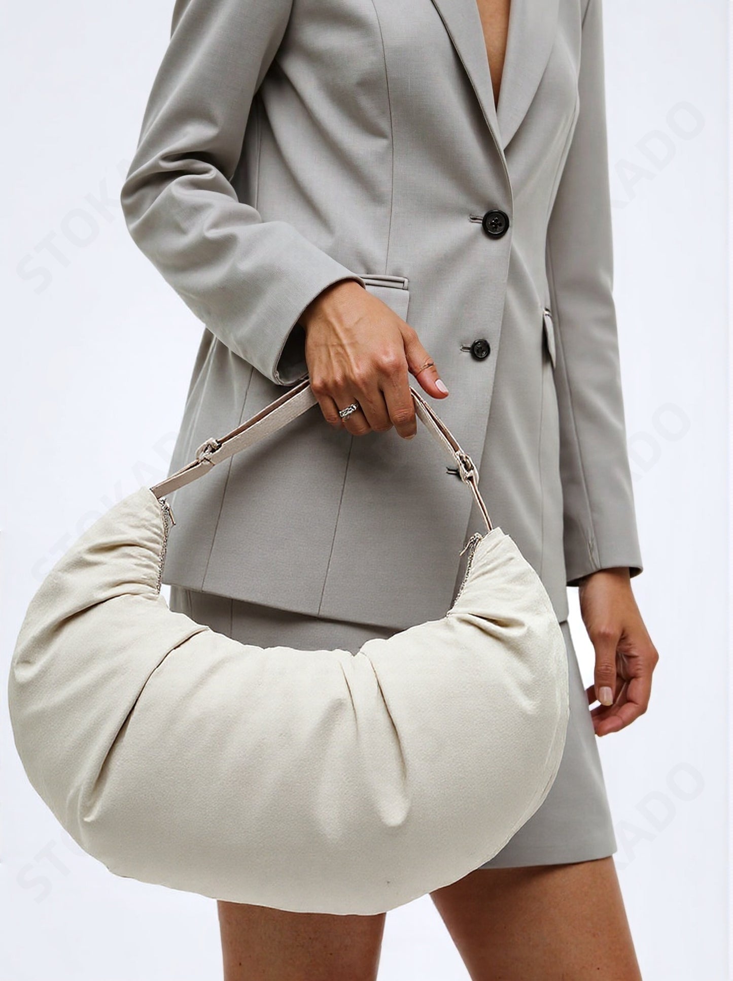 STOKADO Large Quilted Cloud Shoulder Bag – Soft Nylon Crossbody for Women E3090