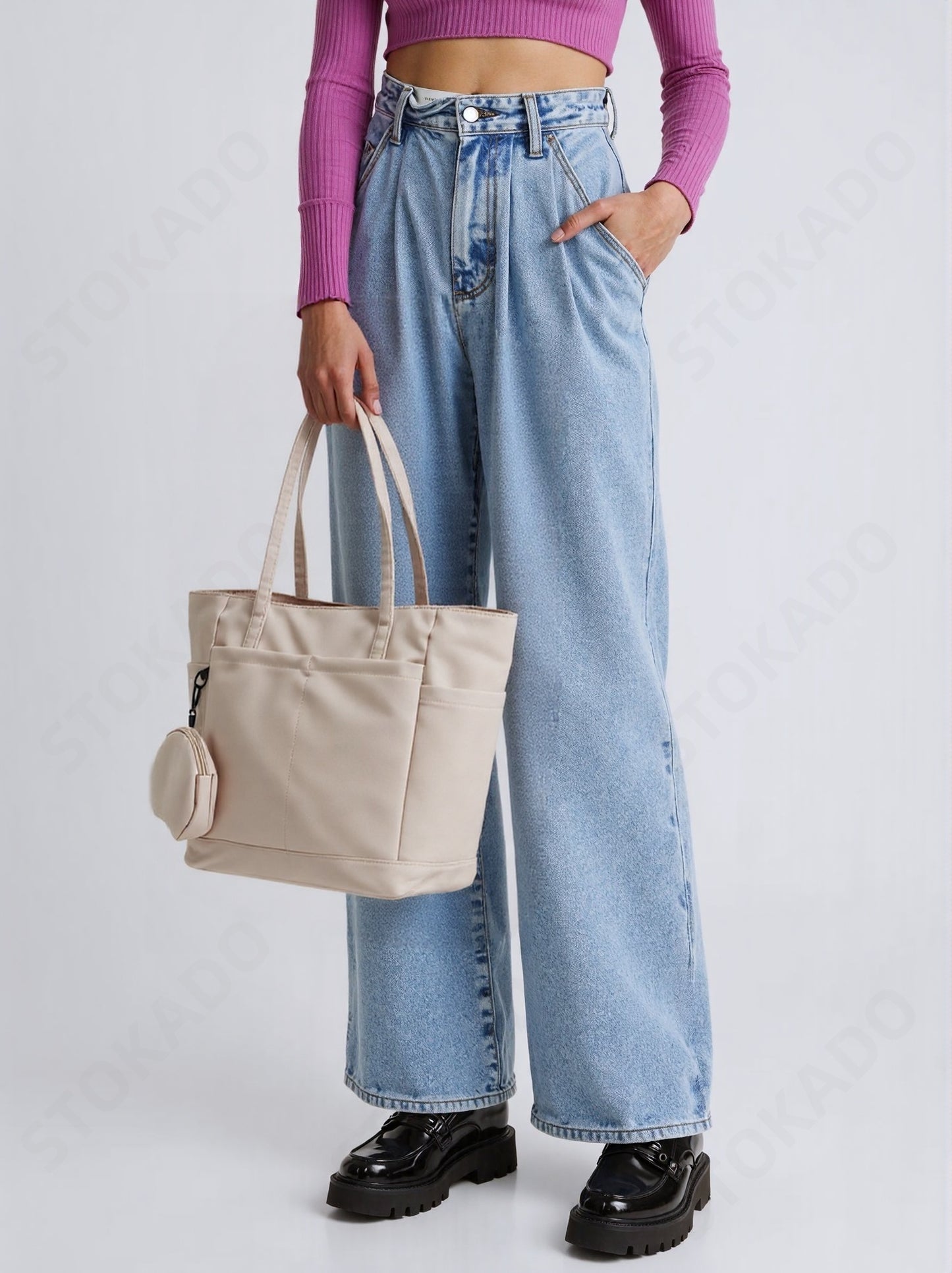 STOKADO Minimalist Waterproof Tote – Large Nylon Shoulder Bag for Work, School & Errands E3064