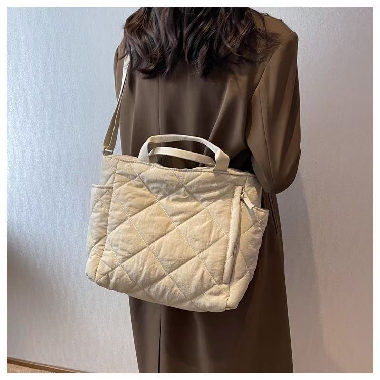 STOKADO Large Nylon Tote Bag – Korean Style Soft Crossbody & Shoulder Bag for Women E2096