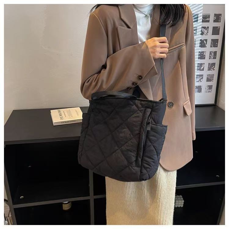 STOKADO Large Nylon Tote Bag – Korean Style Soft Crossbody & Shoulder Bag for Women E2096