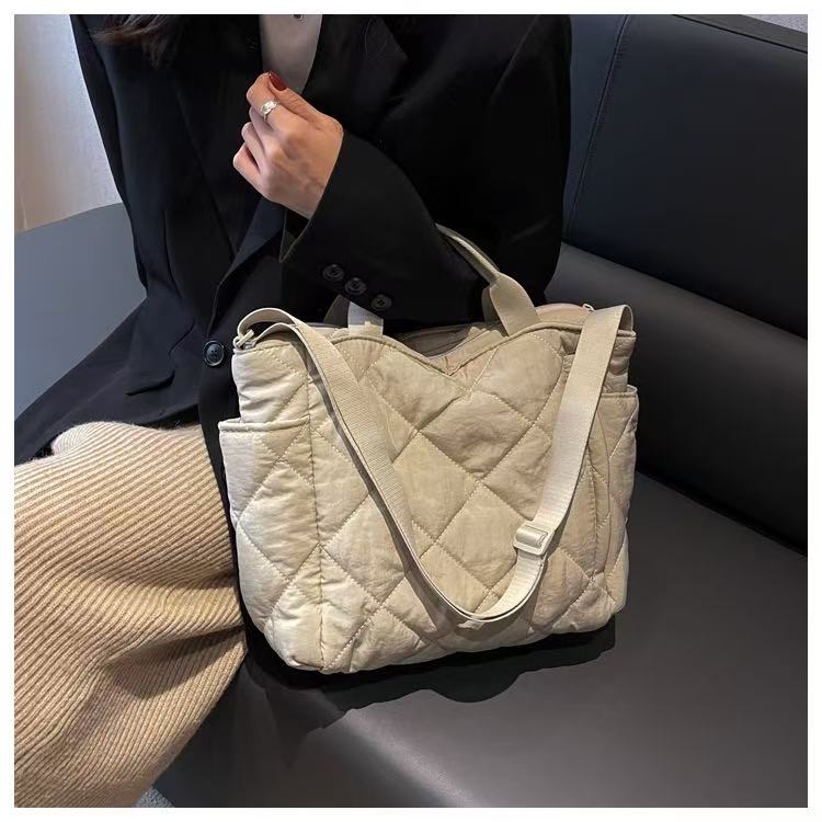 STOKADO Large Nylon Tote Bag – Korean Style Soft Crossbody & Shoulder Bag for Women E2096