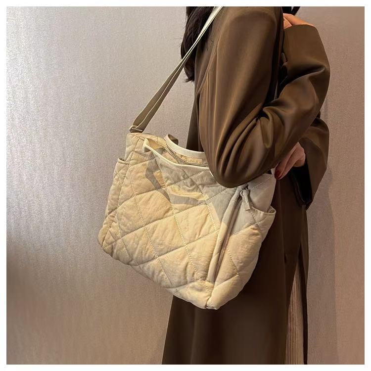 STOKADO Large Nylon Tote Bag – Korean Style Soft Crossbody & Shoulder Bag for Women E2096