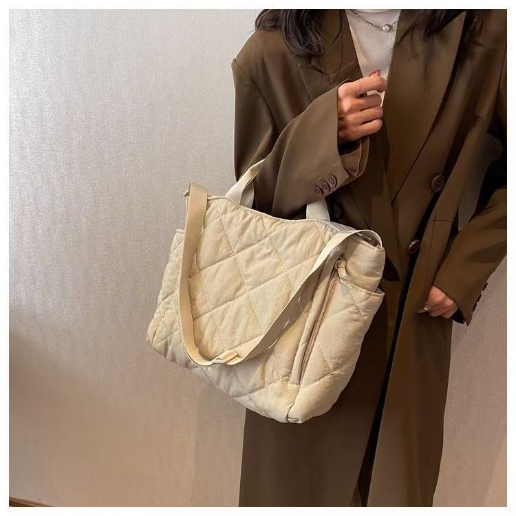 STOKADO Large Nylon Tote Bag – Korean Style Soft Crossbody & Shoulder Bag for Women E2096