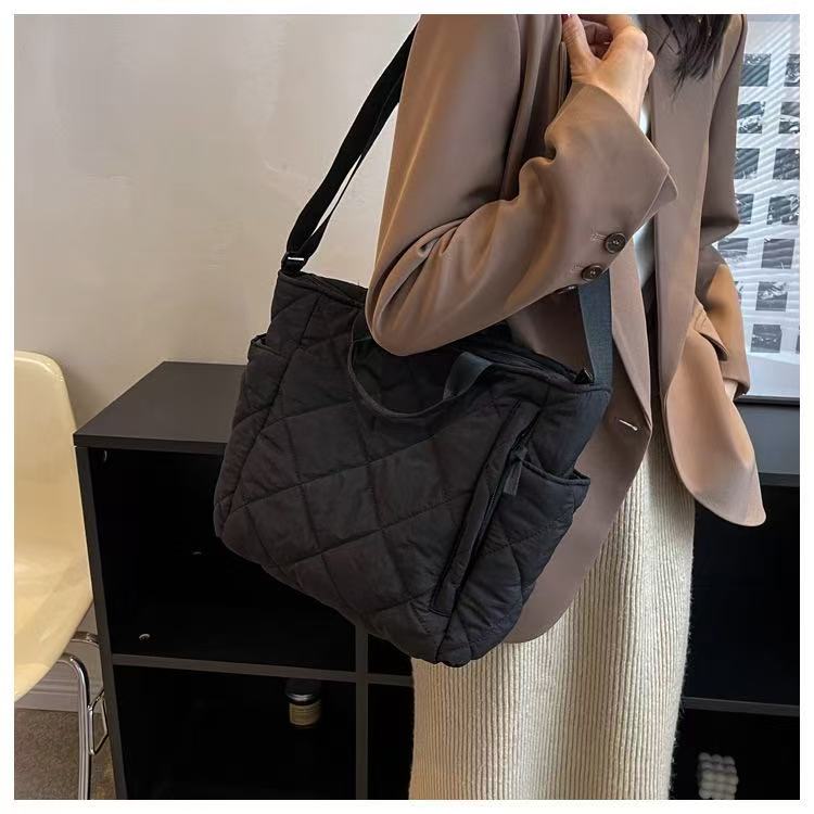 STOKADO Large Nylon Tote Bag – Korean Style Soft Crossbody & Shoulder Bag for Women E2096