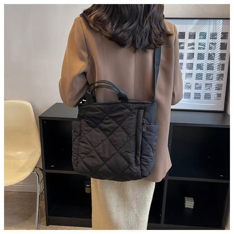 STOKADO Large Nylon Tote Bag – Korean Style Soft Crossbody & Shoulder Bag for Women E2096