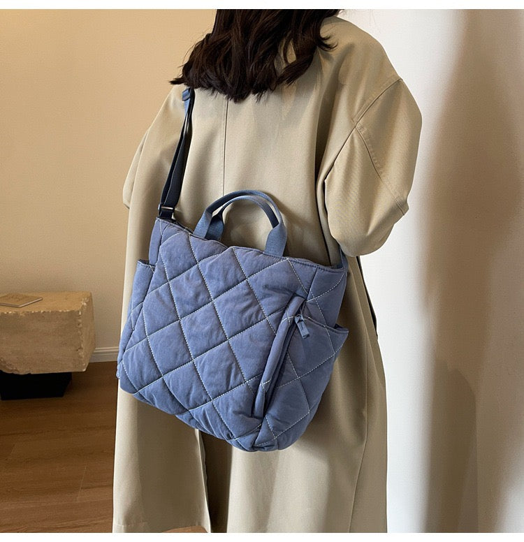 STOKADO Large Nylon Tote Bag – Korean Style Soft Crossbody & Shoulder Bag for Women E2096