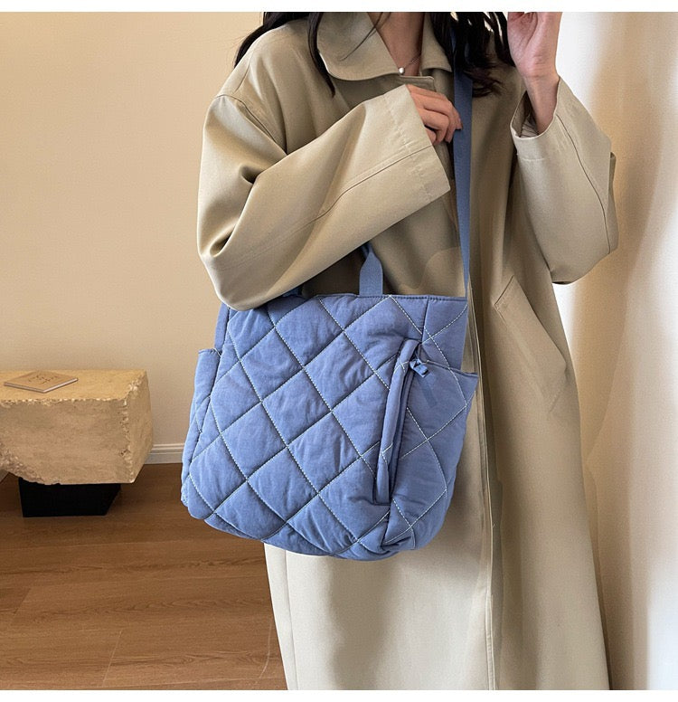 STOKADO Large Nylon Tote Bag – Korean Style Soft Crossbody & Shoulder Bag for Women E2096