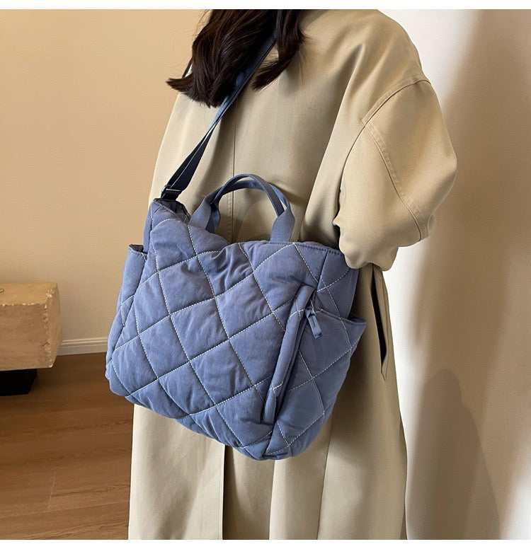 STOKADO Large Nylon Tote Bag – Korean Style Soft Crossbody & Shoulder Bag for Women E2096