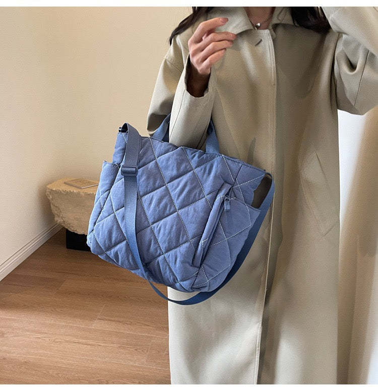 STOKADO Large Nylon Tote Bag – Korean Style Soft Crossbody & Shoulder Bag for Women E2096