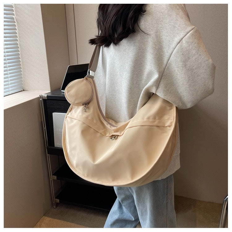 STOKADO Crescent Nylon Crossbody Bag – Lightweight Japanese-Style Commuter Sling E3013