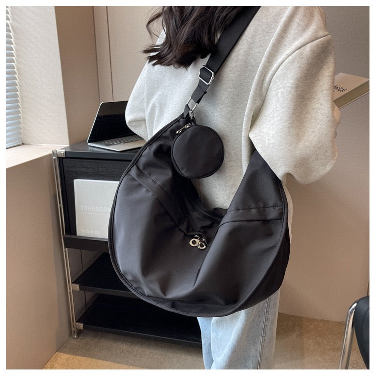 STOKADO Crescent Nylon Crossbody Bag – Lightweight Japanese-Style Commuter Sling E3013