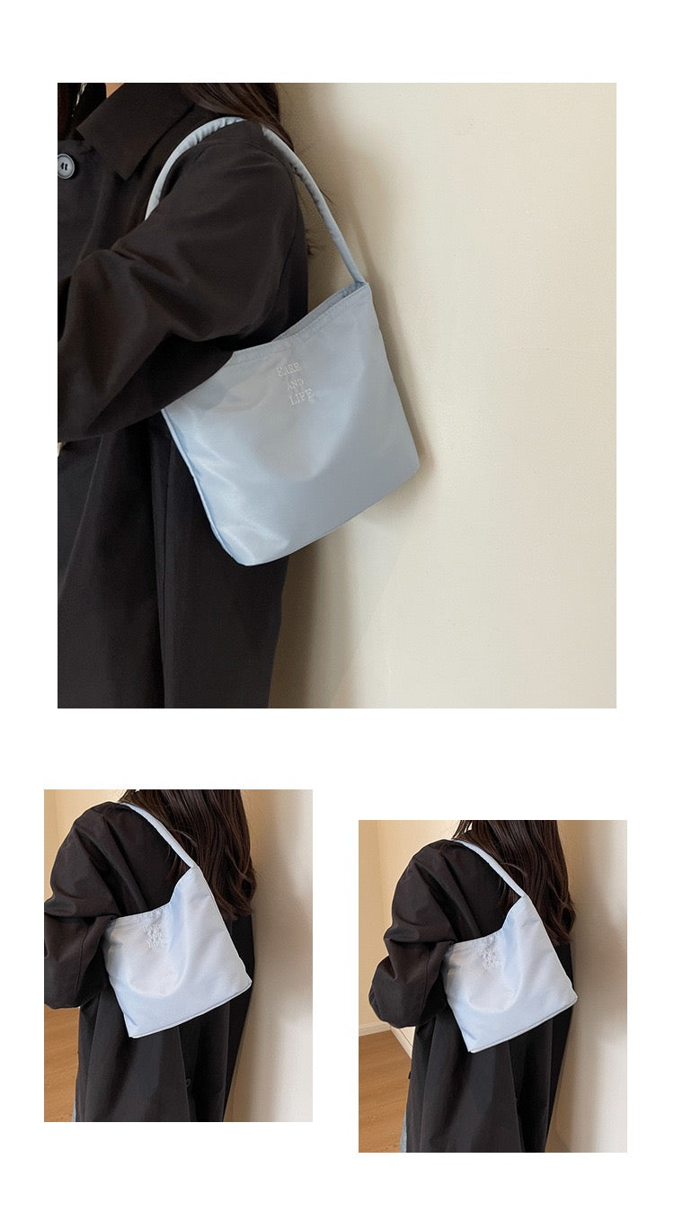 STOKADO Korean Embroidered Bucket Bag Summer Lightweight Nylon Underarm Shoulder Bag E3030