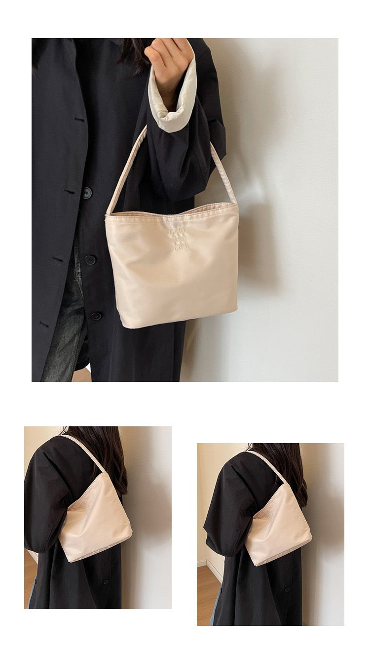 STOKADO Korean Embroidered Bucket Bag Summer Lightweight Nylon Underarm Shoulder Bag E3030