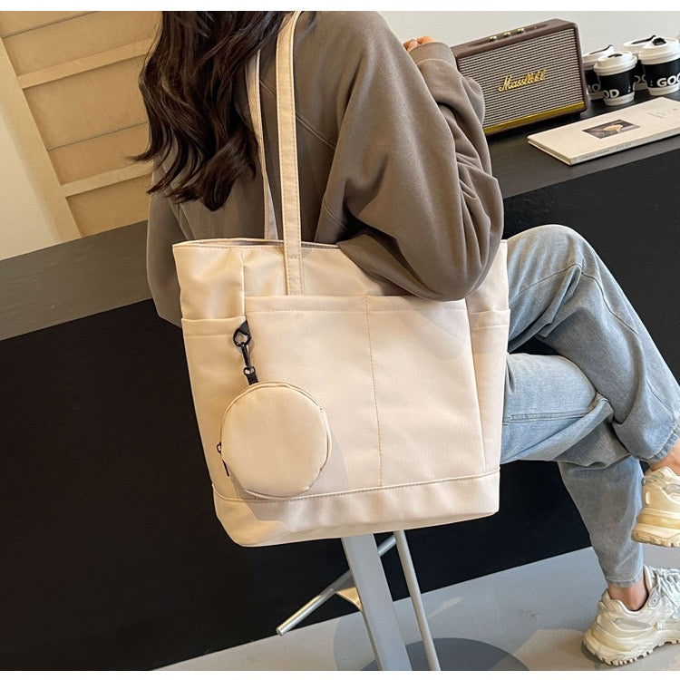 STOKADO Minimalist Waterproof Tote – Large Nylon Shoulder Bag for Work, School & Errands E3064