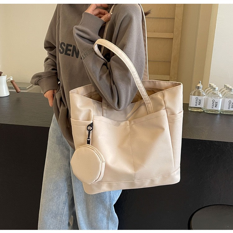 STOKADO Minimalist Waterproof Tote – Large Nylon Shoulder Bag for Work, School & Errands E3064