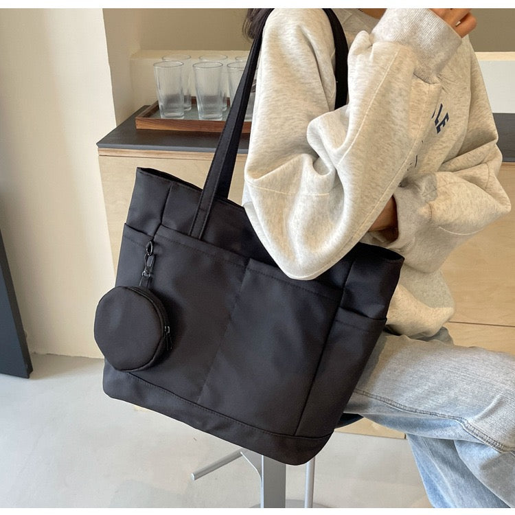 STOKADO Minimalist Waterproof Tote – Large Nylon Shoulder Bag for Work, School & Errands E3064