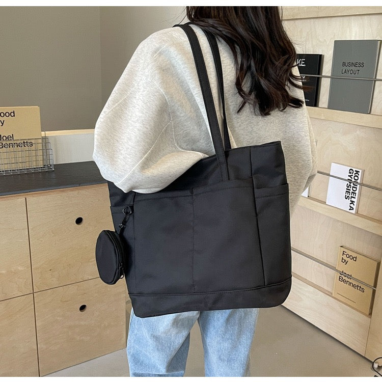 STOKADO Minimalist Waterproof Tote – Large Nylon Shoulder Bag for Work, School & Errands E3064
