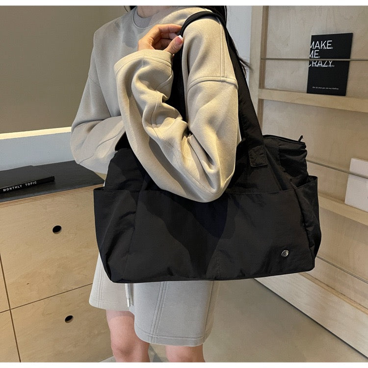 STOKADO Waterproof Minimalist Tote – Large Nylon Shoulder Bag for School & Work E3085