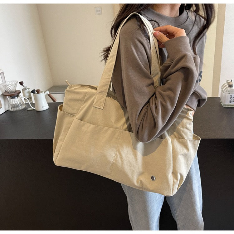 STOKADO Waterproof Minimalist Tote – Large Nylon Shoulder Bag for School & Work E3085