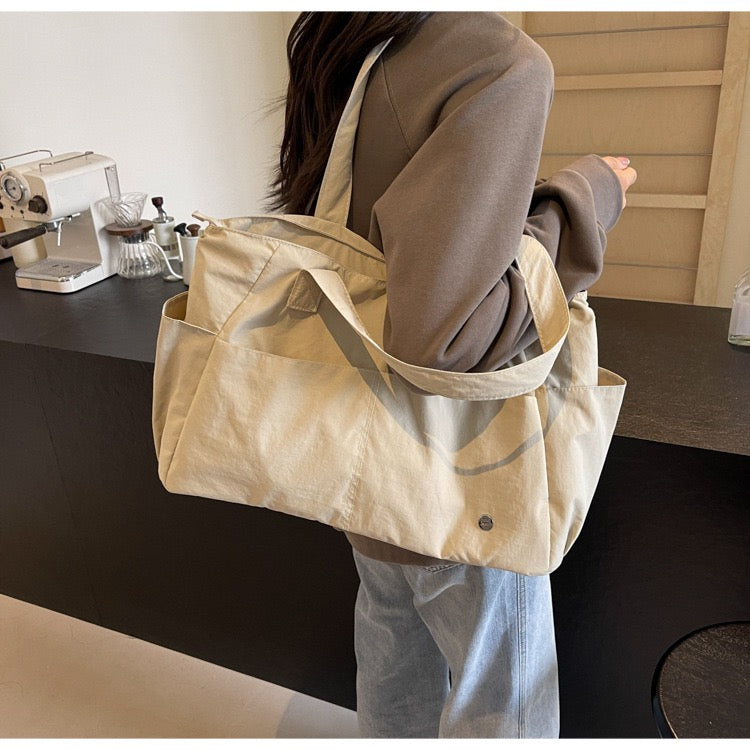 STOKADO Waterproof Minimalist Tote – Large Nylon Shoulder Bag for School & Work E3085