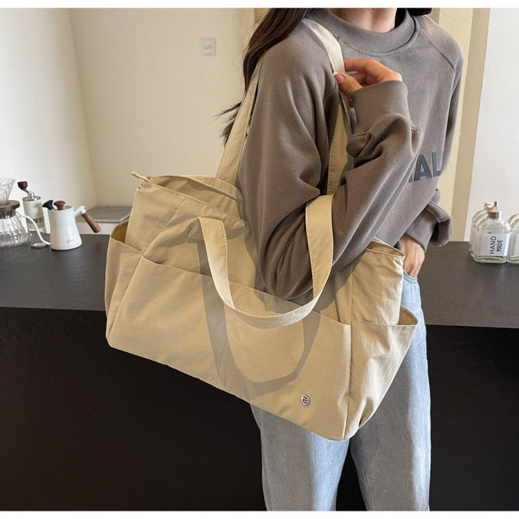 STOKADO Waterproof Minimalist Tote – Large Nylon Shoulder Bag for School & Work E3085