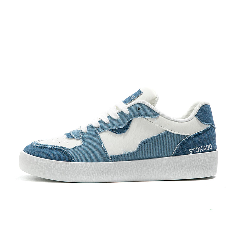 STOKADO Women’s Denim & Faux Leather Platform Sneakers – S902