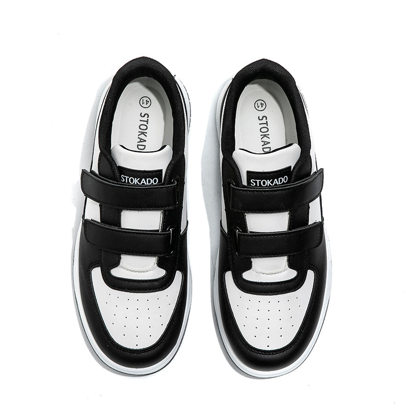 STOKADO Men’s Leather Velcro Sneakers – Panda Color #T901