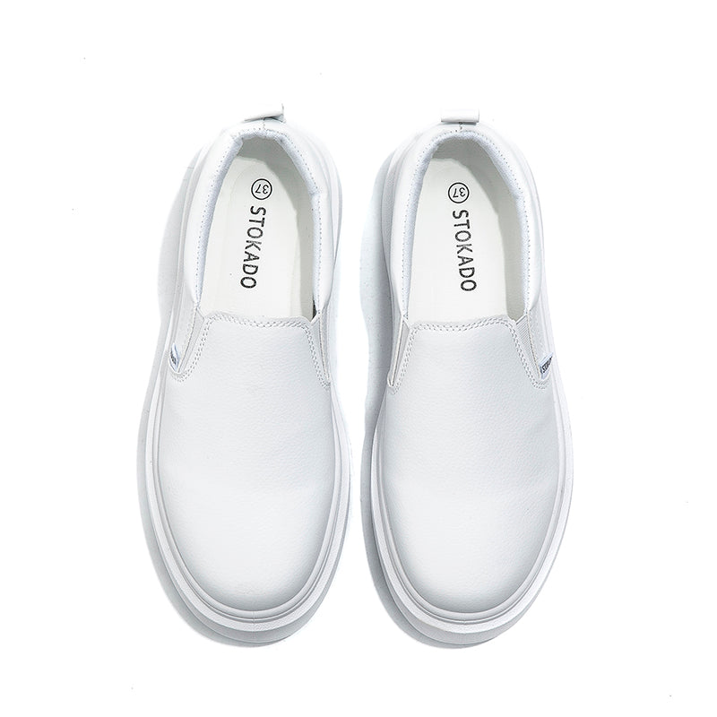 STOKADO Women’s White Leather Platform Shoes – S900