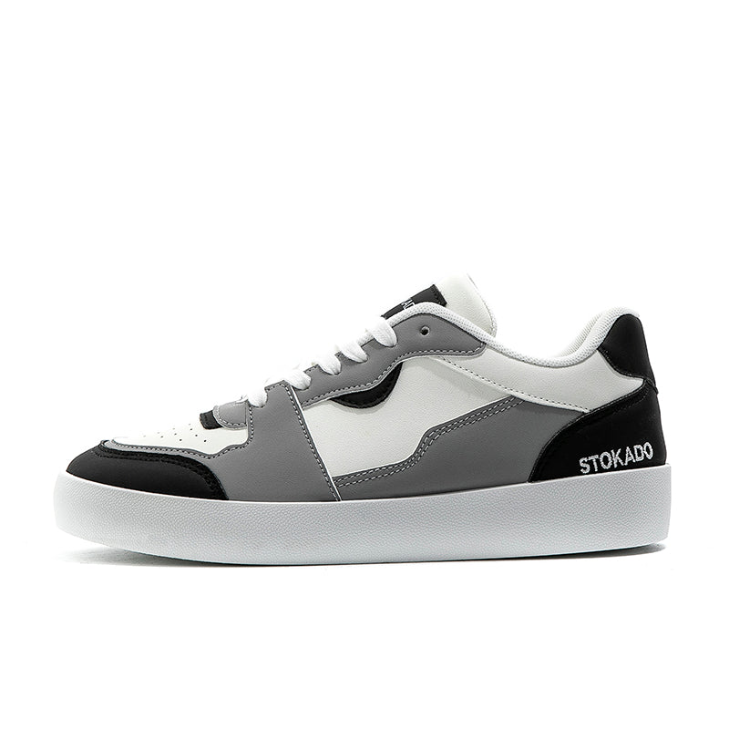 STOKADO Women’s Black & White Leather Sneakers – S902