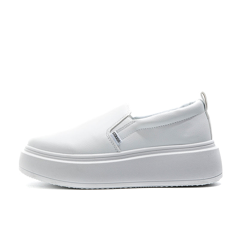 STOKADO Women’s White Leather Platform Shoes – S900