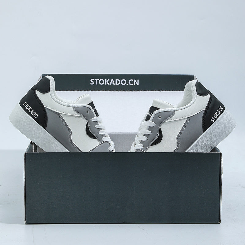 STOKADO Women’s Black & White Leather Sneakers – S902