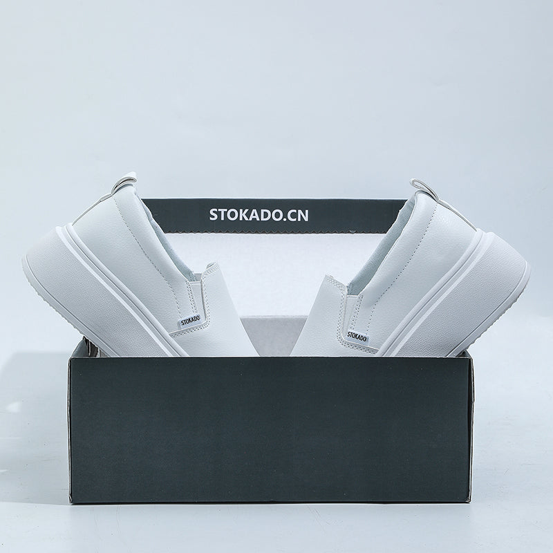 STOKADO Women’s White Leather Platform Shoes – S900