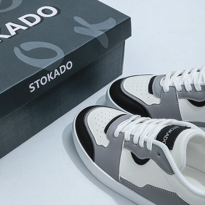 STOKADO Women’s Black & White Leather Sneakers – S902