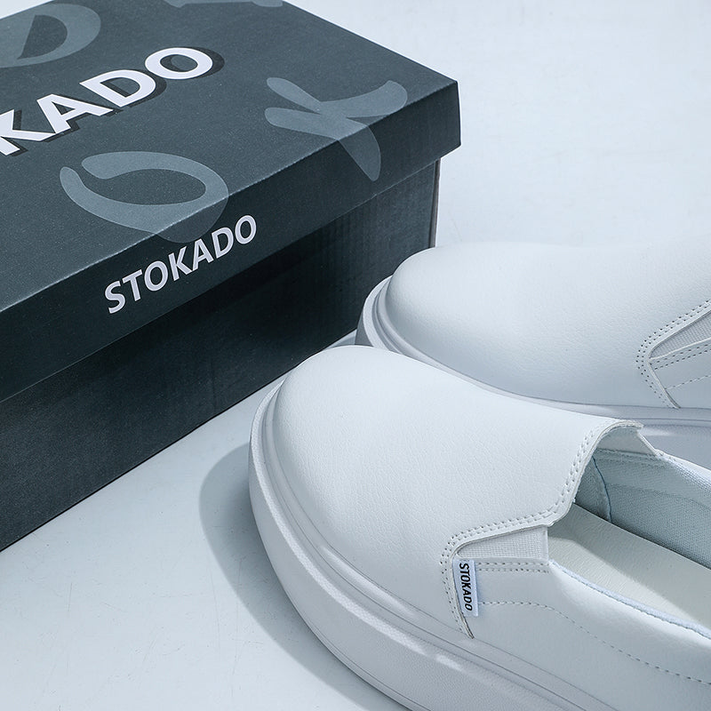 STOKADO Women’s White Leather Platform Shoes – S900