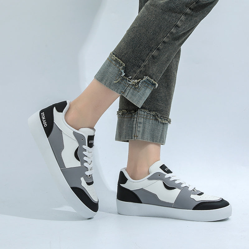 STOKADO Women’s Black & White Leather Sneakers – S902