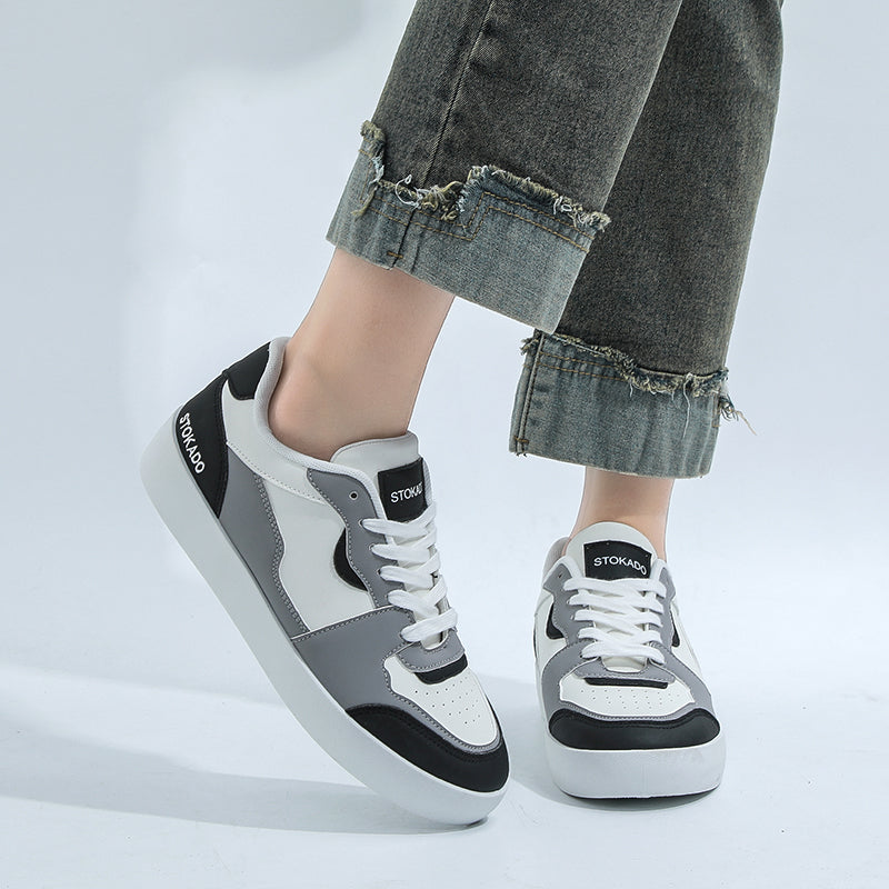 STOKADO Women’s Black & White Leather Sneakers – S902
