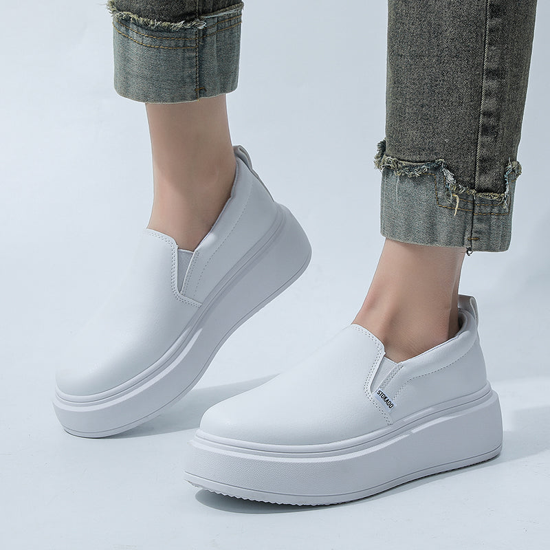 STOKADO Women’s White Leather Platform Shoes – S900