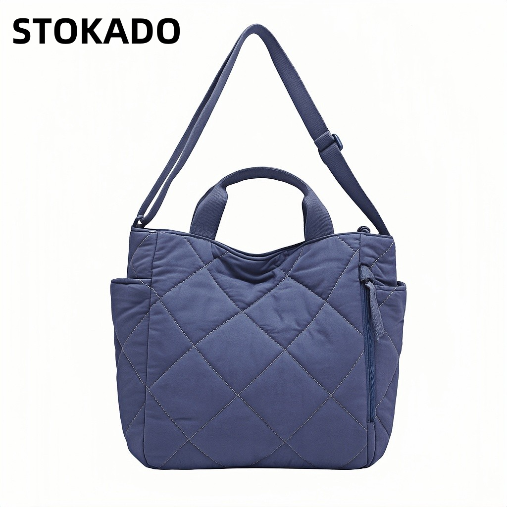 STOKADO Large Nylon Tote Bag – Korean Style Soft Crossbody & Shoulder Bag for Women E2096