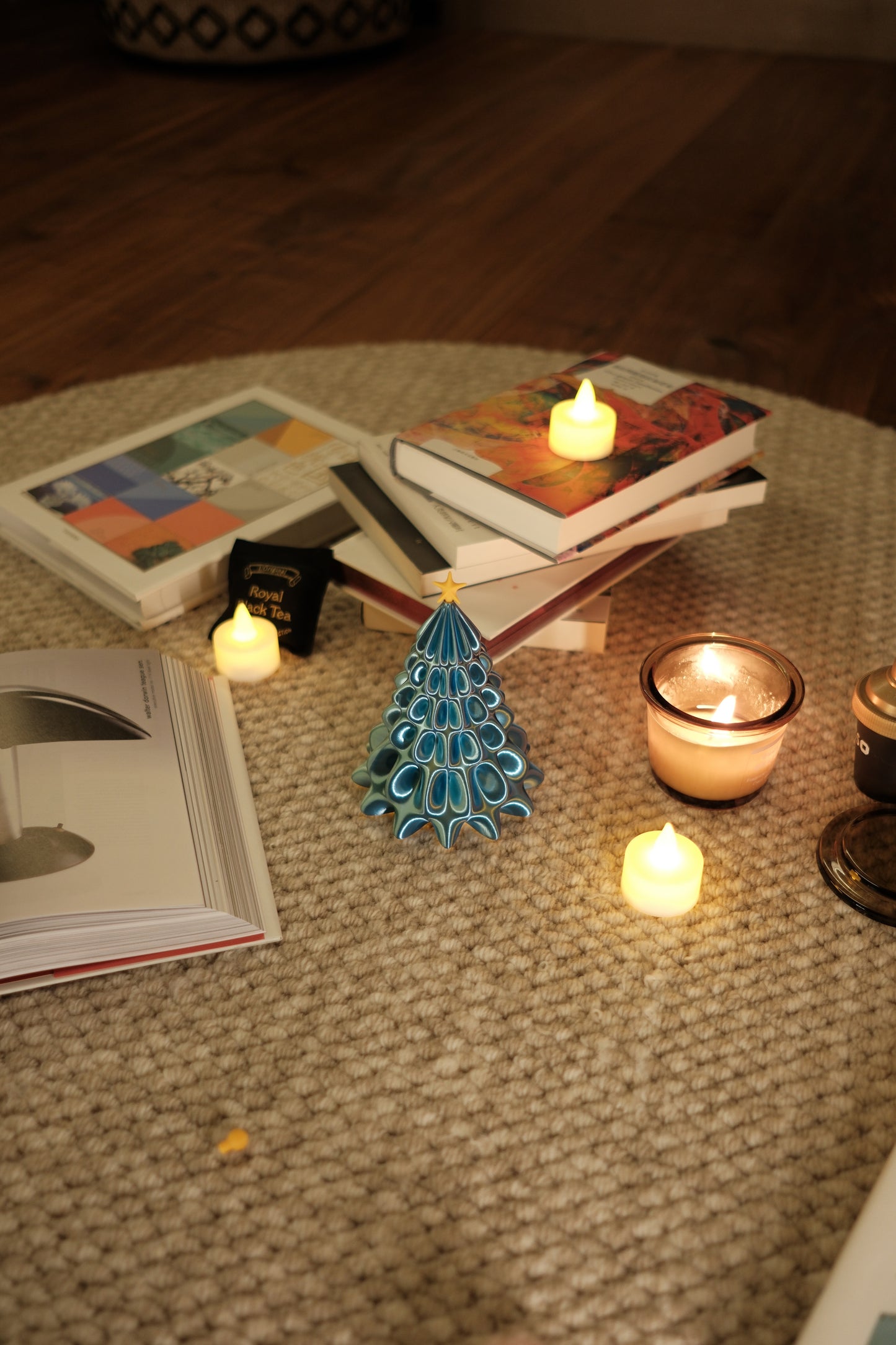 Ocean Glow Christmas Tree|Eco-Friendly PLA|3D Printed Desk Decor|With LED Candle Gift