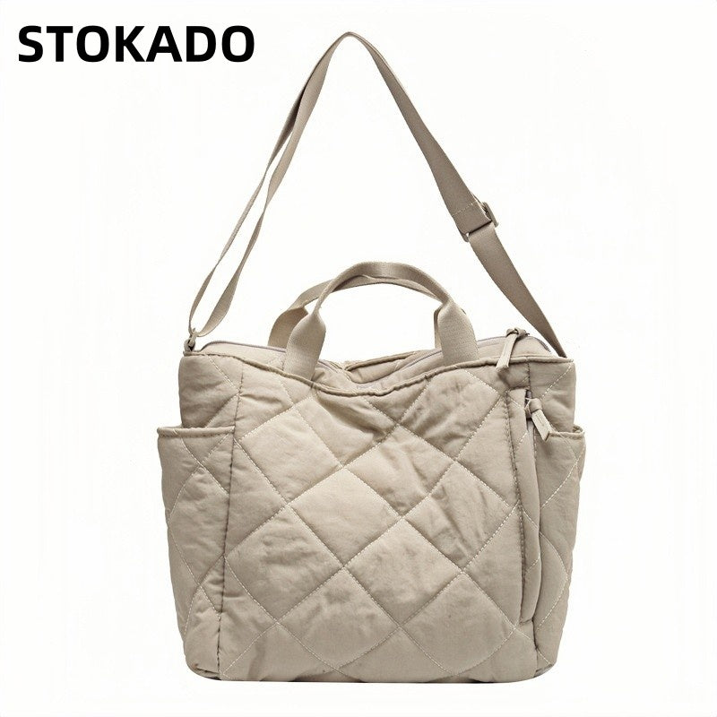 STOKADO Large Nylon Tote Bag – Korean Style Soft Crossbody & Shoulder Bag for Women E2096