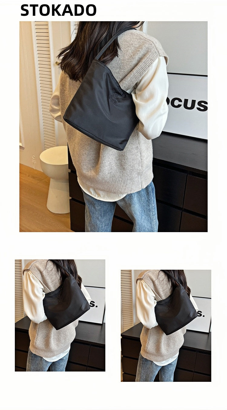 STOKADO Korean Embroidered Bucket Bag Summer Lightweight Nylon Underarm Shoulder Bag E3030