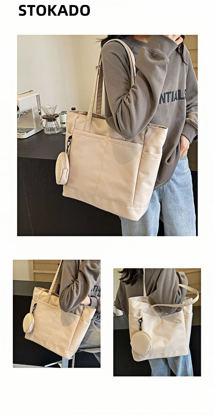 STOKADO Minimalist Waterproof Tote – Large Nylon Shoulder Bag for Work, School & Errands E3064