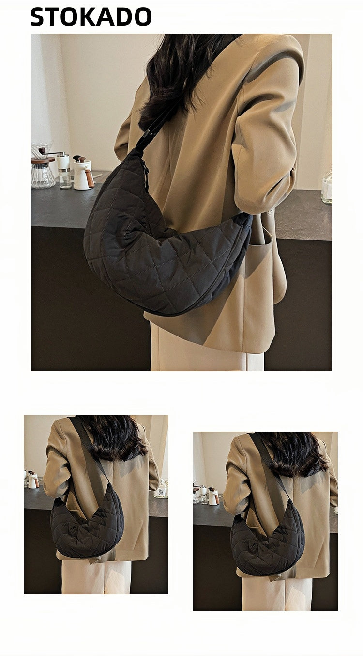 STOKADO Quilted Nylon Crossbody Bag – Lightweight Casual Sling Bag for Daily Unisex Use E3096