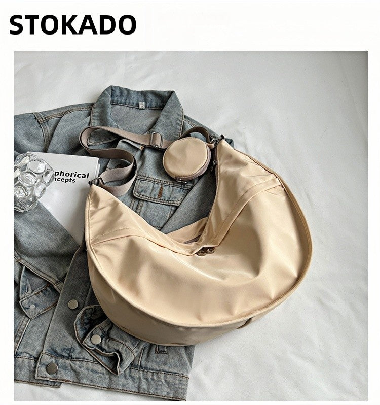 STOKADO Crescent Nylon Crossbody Bag – Lightweight Japanese-Style Commuter Sling E3013