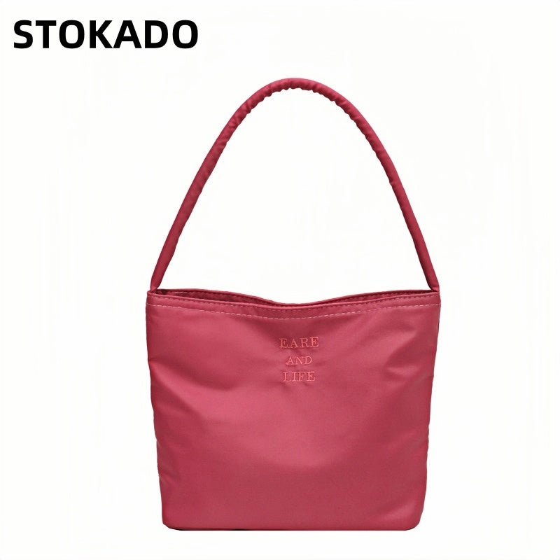 STOKADO Korean Embroidered Bucket Bag Summer Lightweight Nylon Underarm Shoulder Bag E3030