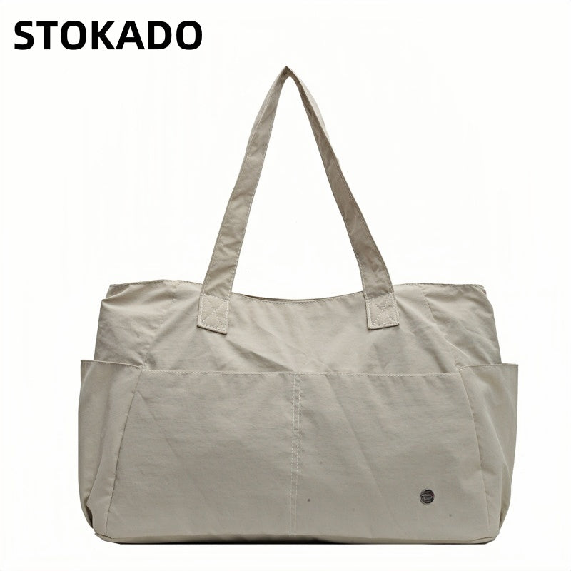 STOKADO Waterproof Minimalist Tote – Large Nylon Shoulder Bag for School & Work E3085