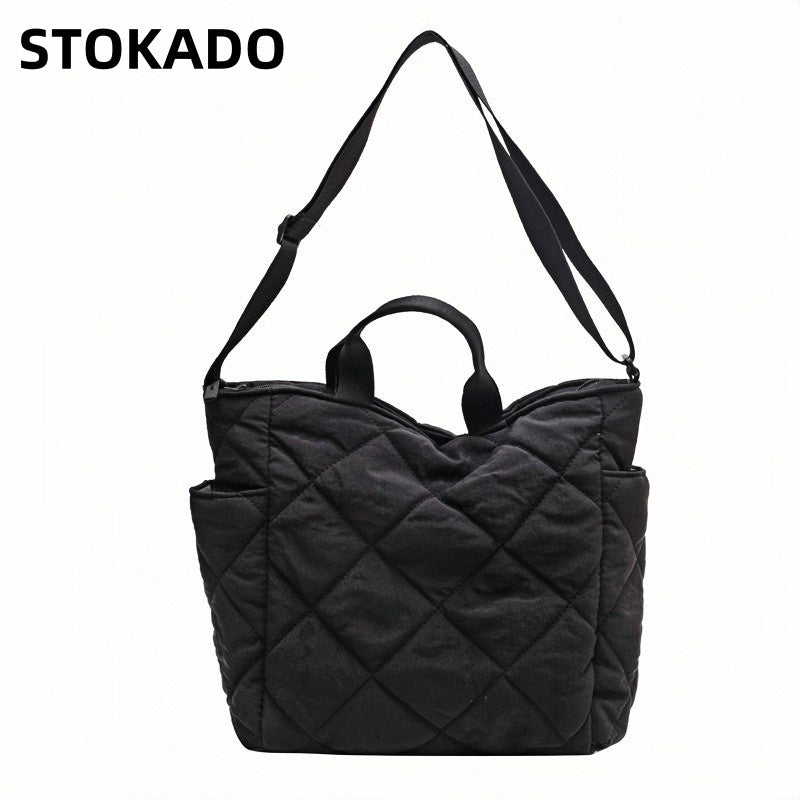 STOKADO Large Nylon Tote Bag – Korean Style Soft Crossbody & Shoulder Bag for Women E2096
