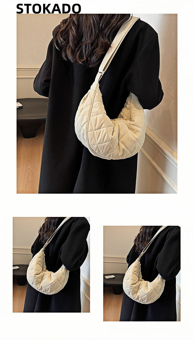 STOKADO Quilted Nylon Crossbody Bag – Lightweight Casual Sling Bag for Daily Unisex Use E3096