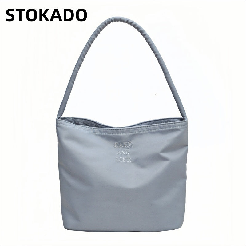 STOKADO Korean Embroidered Bucket Bag Summer Lightweight Nylon Underarm Shoulder Bag E3030